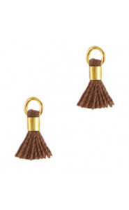 Ibiza style mini Tassel 0.7cm Gold-antler brown